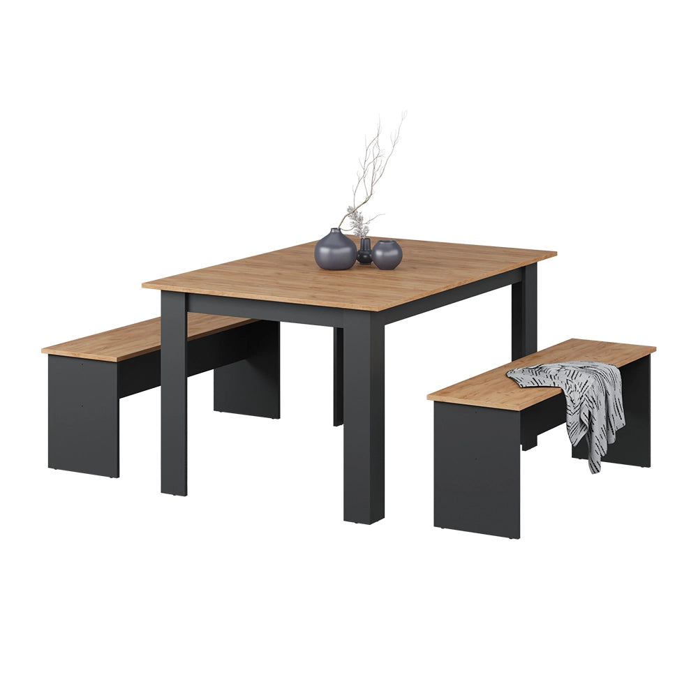 Vicco Set di tavoli da pranzo Antracite/quercia dorata 137.6 x 92.8 cm con 2 panche