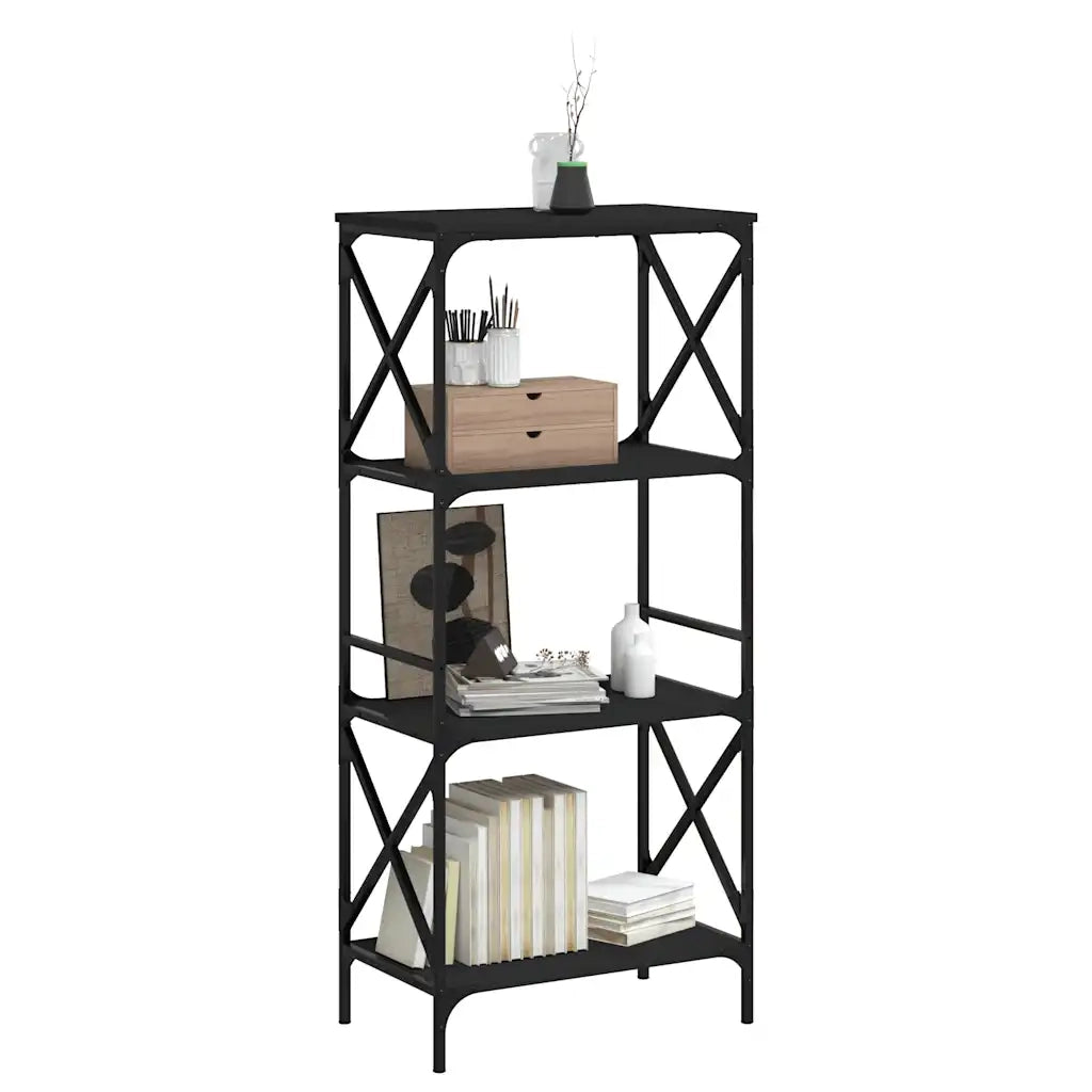 Libreria a 4 Ripiani Nera 59x35x132 cm in Legno Multistratocod mxl 108564
