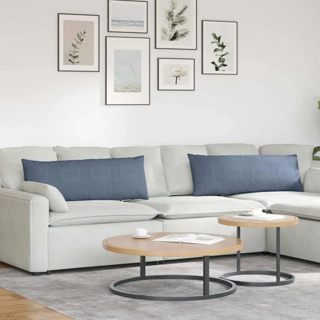 Cuscini da Divano 2 pz | Cuscini per sedie Blu 120 x 40 cm Tessuto in Cords