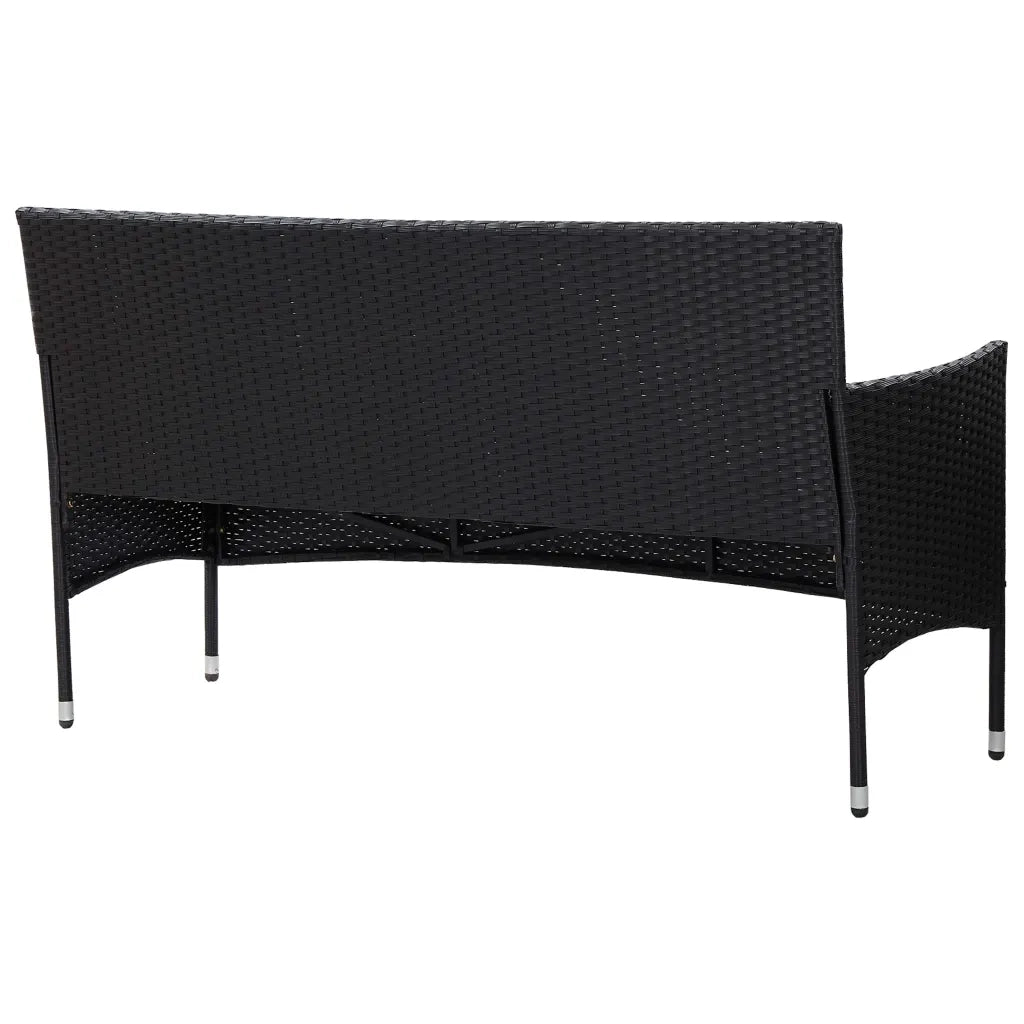 Divano da Giardino a 3 Posti con Cuscini Nero in Polyrattan 45899