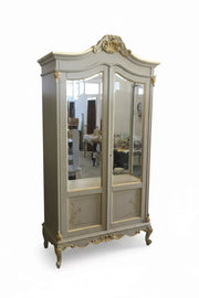 Vetrina in legno 2 porte impero finitura bianco/oro misura l.114 p.46 h.217 - Mobili 2G