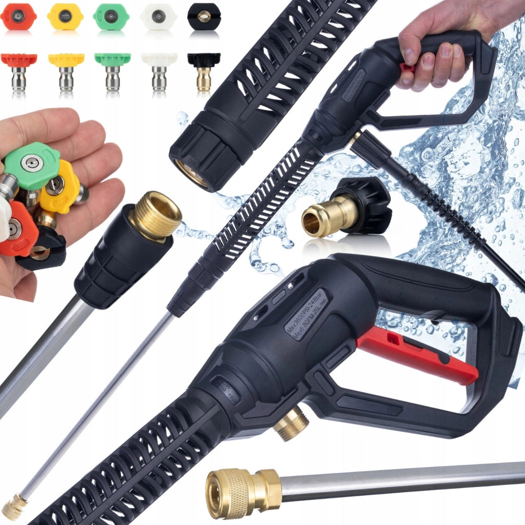 Pistola Alta Pressione Pro Clean Gun PCG1 Set – 5 Ugelli Rosfix | 4000 PSI | Compatibile con Kärcher, Bosch, Kranzle