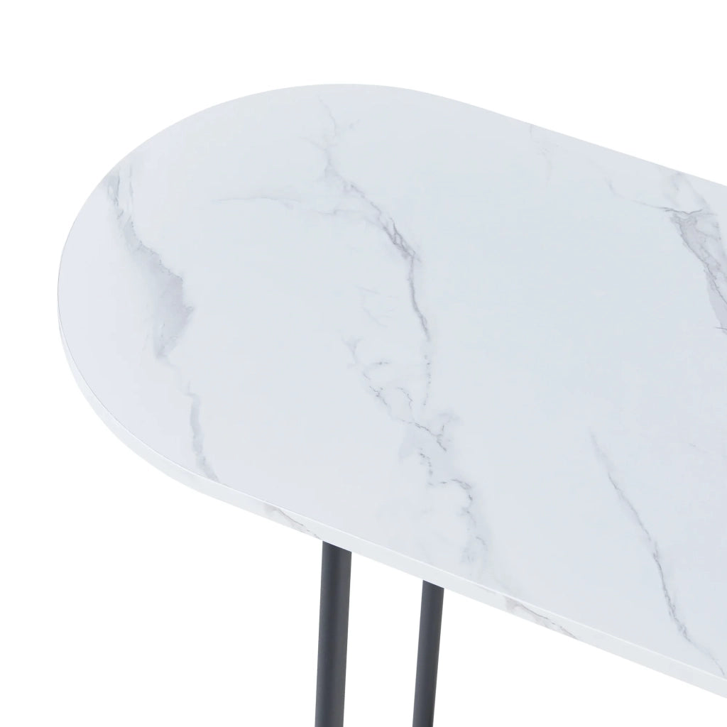 Tavolo consolle 120 x 40 x 75 cm MDF effetto marmo bianco 03_0010881