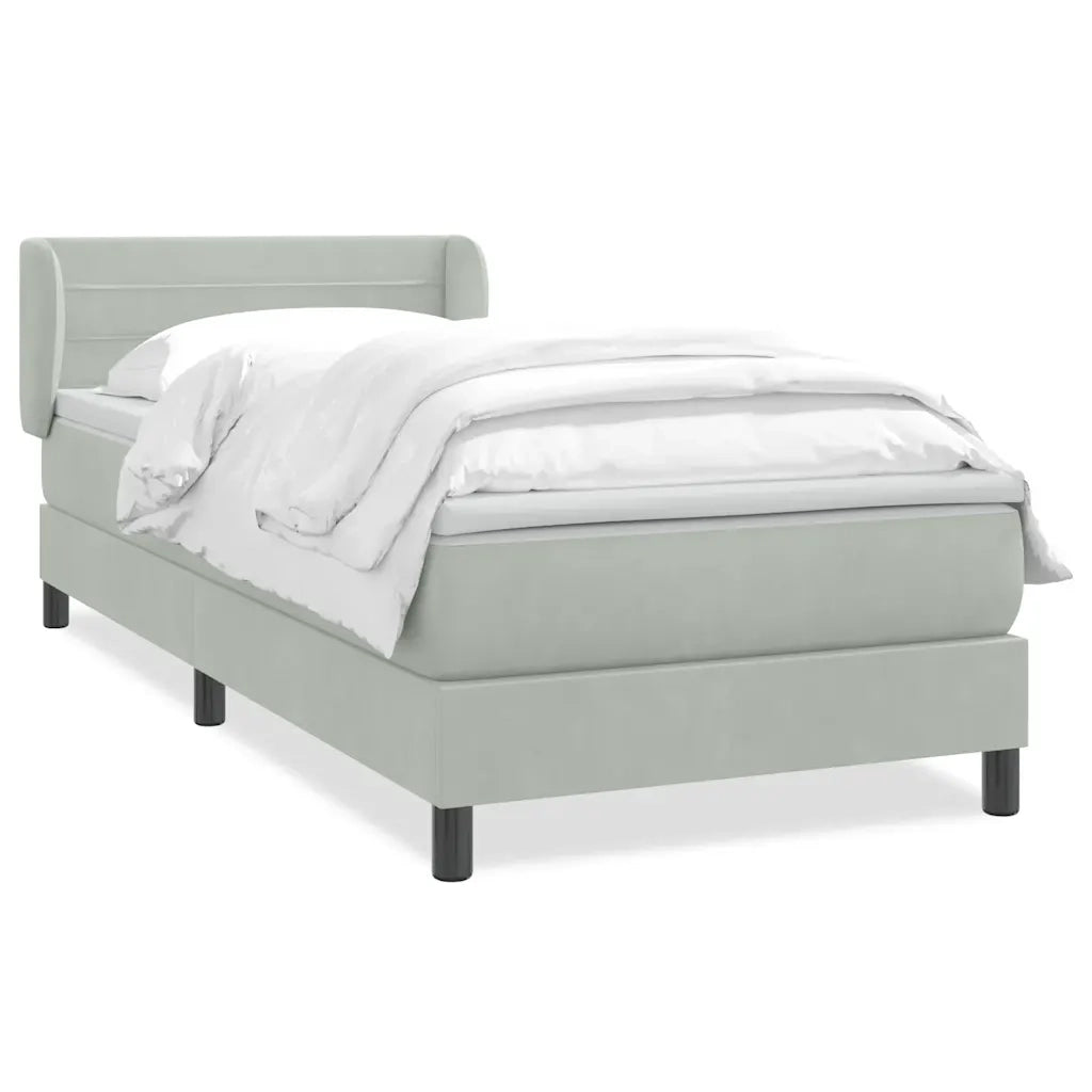 Giroletto a Molle con Materasso Grigio Chiaro 80x220 cm Velluto