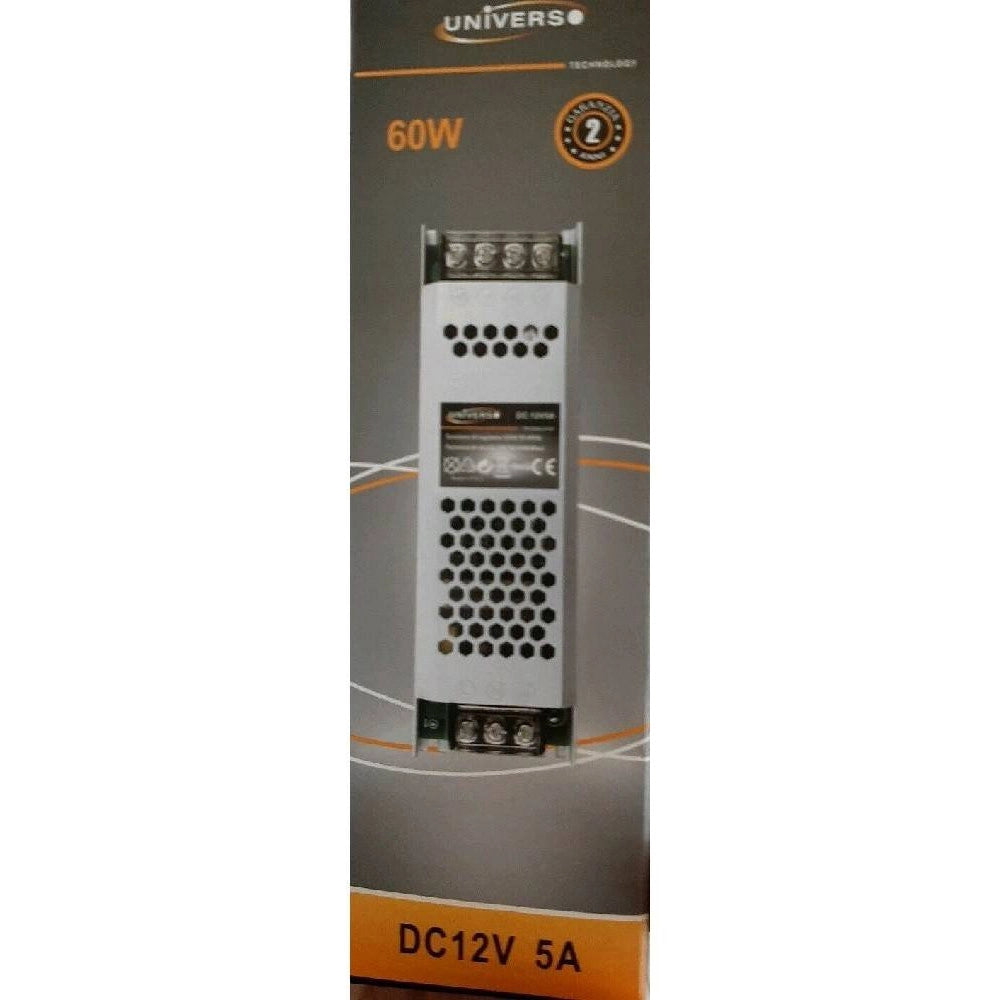Trade Shop - Trasformatore Alimentatore Stabilizzato Slim Dc 12v 5a 60 W Strip Led S-12v-60w -