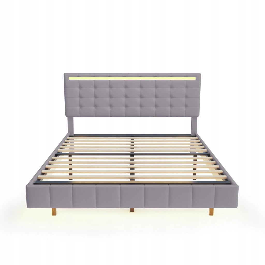 Letto imbottito 160x200 con LED - Xylo - Grigio