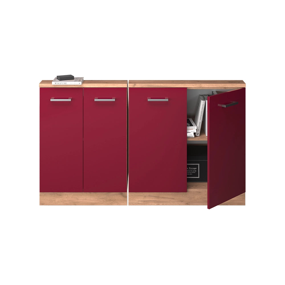 Set di mobili sottotetto Rion Rosso lucido/Rovere dorato Set di 2 Vicco