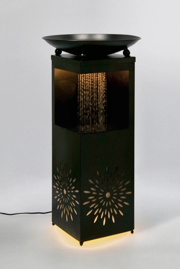 Fontana con Led 40,5x40,5x78 cm in Metallo Yuki Nera