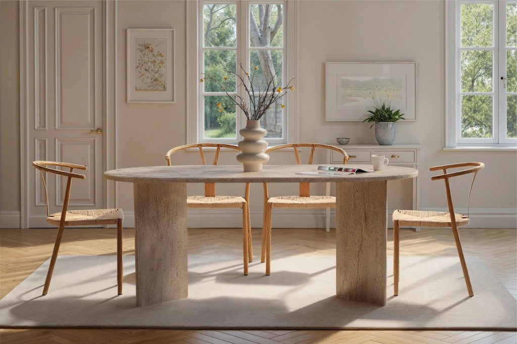 Tavolo da pranzo in legno "Sablin" - 180 x 89 x 75 cm - Travertino