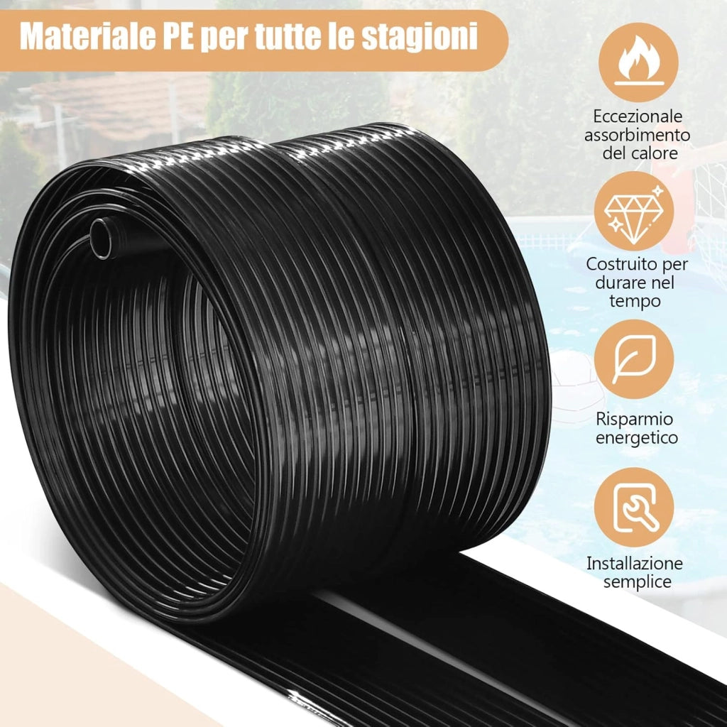 Riscaldatore Solare per Piscina, 2 pz 500 x 75/600x75 cm Pannelli Solari in PE Resistente alle Intemperie e Assorbimento Efficiente, per 21500/25800 L Piscina Interrata e Fuori Terra (6m)