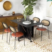 Tavolo da Cucina Pieghevole, Tavolo da Pranzo Pieghevole, con 2 Ribalte, 2 Ruote con Freni, 120 x 80 x 73 cm, Nero Marmorizzato