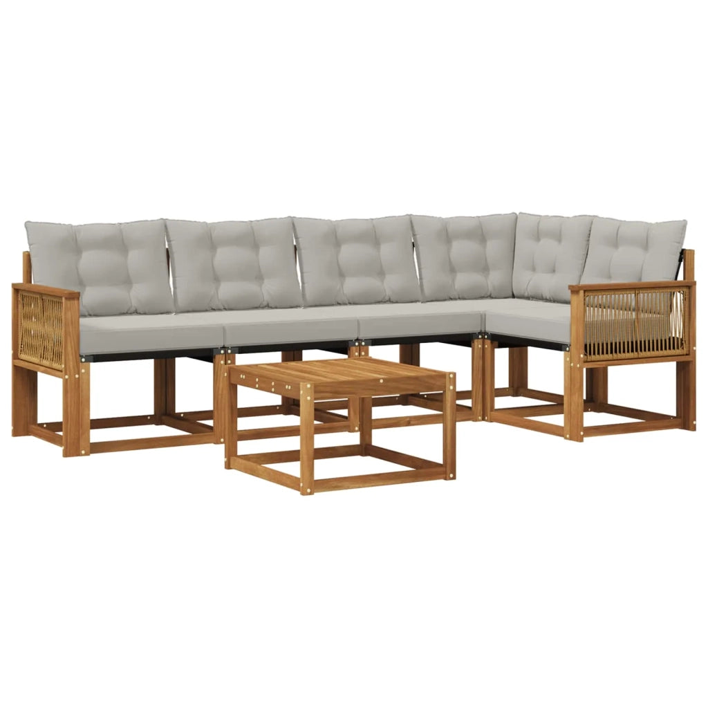Set di divani da esterno 6 pz Naturale e Grigio Chiaro 3381971