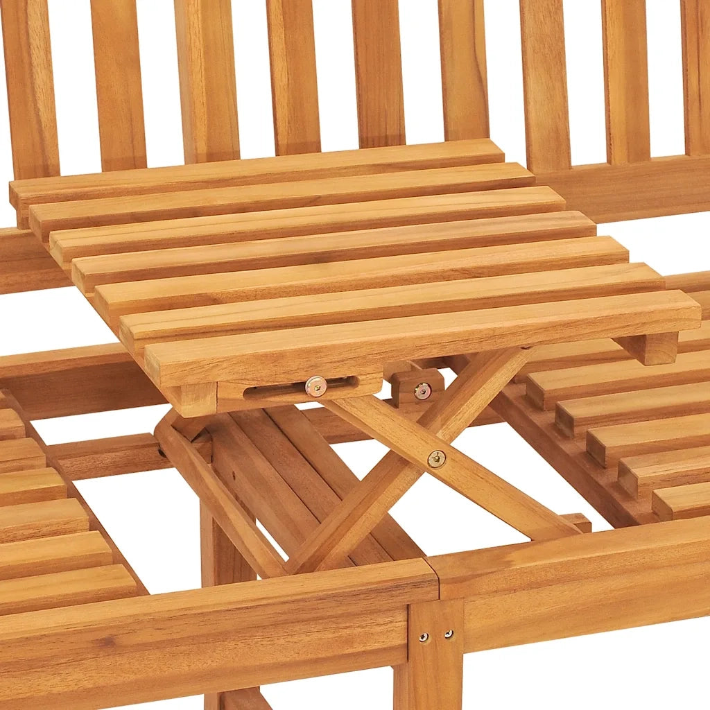 Panchina Giardino | Panca da Giardino 3 Posti con Tavolino 150 cm Legno Massello Teak