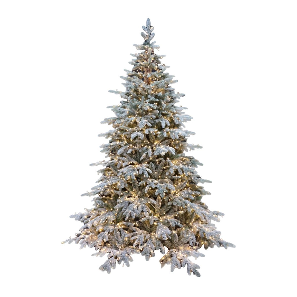 Albero di Natale Pino Verde Innevato Le Stelle St. Moritz H 210cm x L 150cm Super Folto Effetto Real-Touch con 2500 Luci Led Incorporate 2354 Rami
