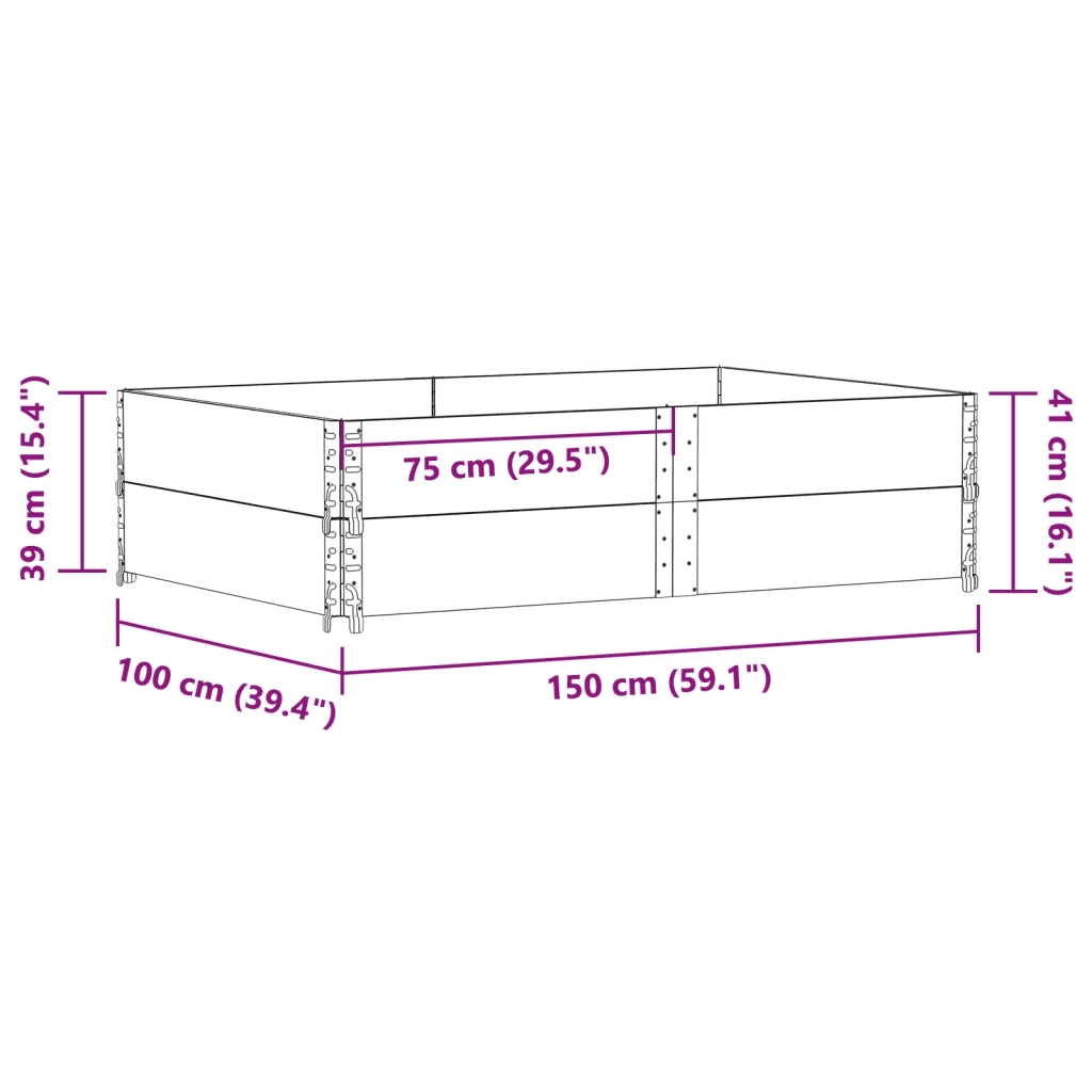 Paretali per Pallet 2 pz Neri 150x100cm Legno Massello di Pino