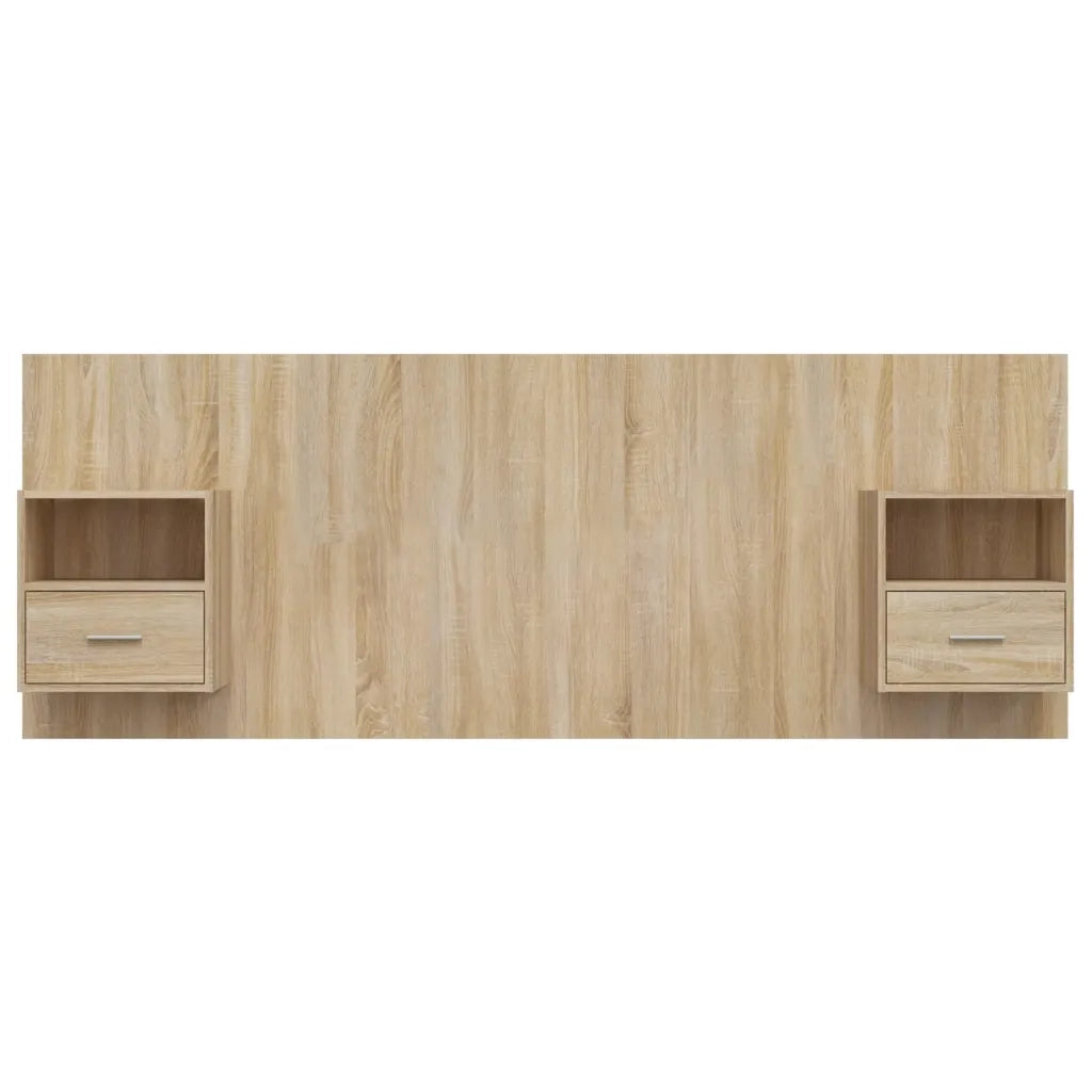 Testiera Letto con Comodini in Legno Multistrato Rovere Sonoma