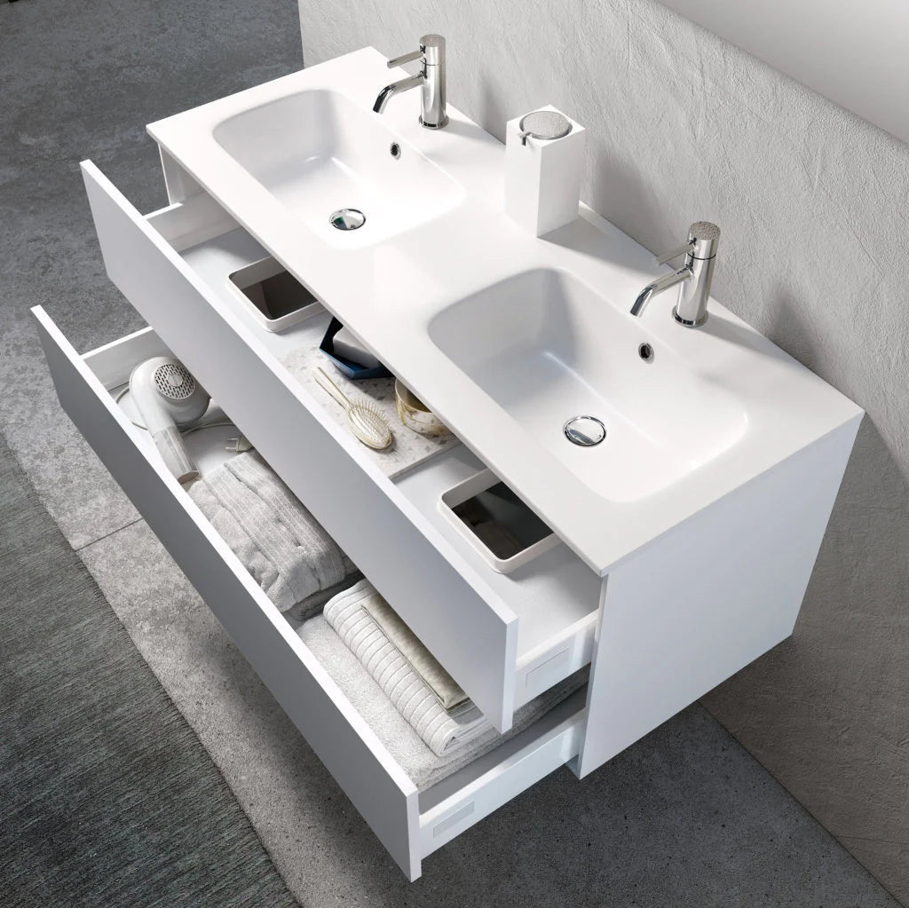 Mobile bagno composizione doppia vasca 5 pezzi IGEA colore bianco opaco
