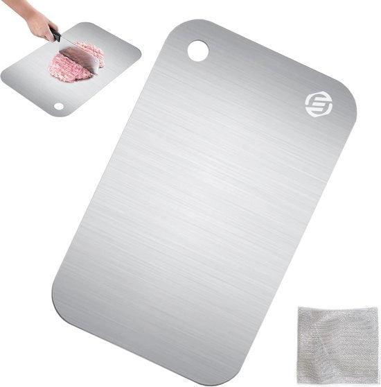 Piastra di Taglio in Titanio - Senza Plastica - Senza Odori - Antiruggine - Piastra di Taglio - Antimicrobico - Resistente al Lavastoviglie