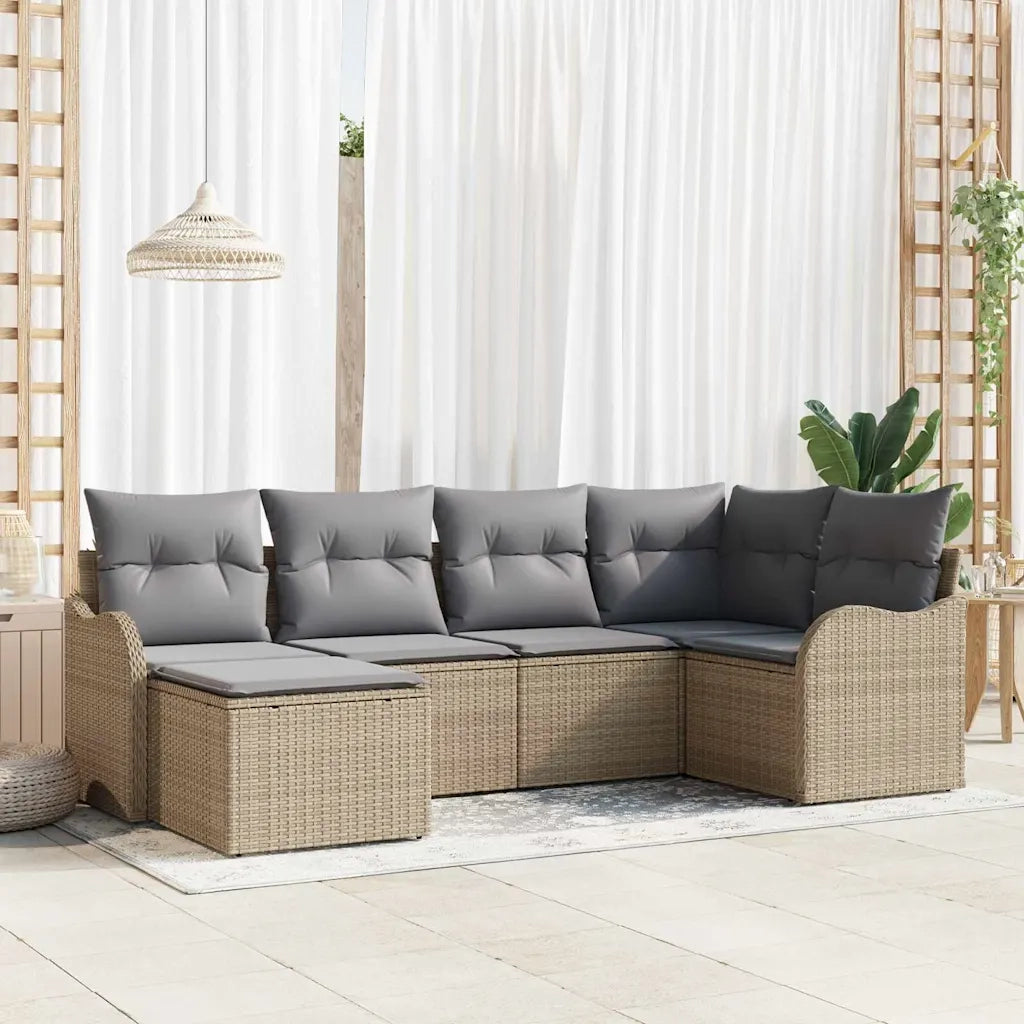 Set Divano da Giardino 6 pcs beige e grigio chiaro Poly Rattan 3354439