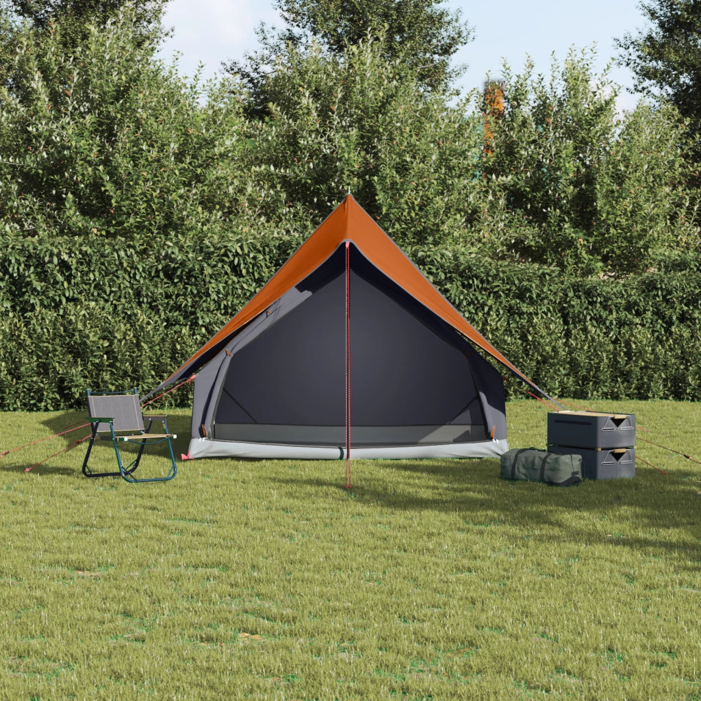 Tenda da campeggio a forma di A per 3 persone grigia e arancione impermeabile