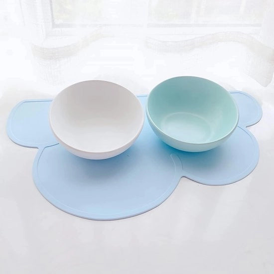 Mangime per cani, piastra di alimentazione premium e siliconica, 48 x 27 cm, forma nuvola carina, ciotola per cani, sottopiatto per cane e gatto, multicolore (blu)