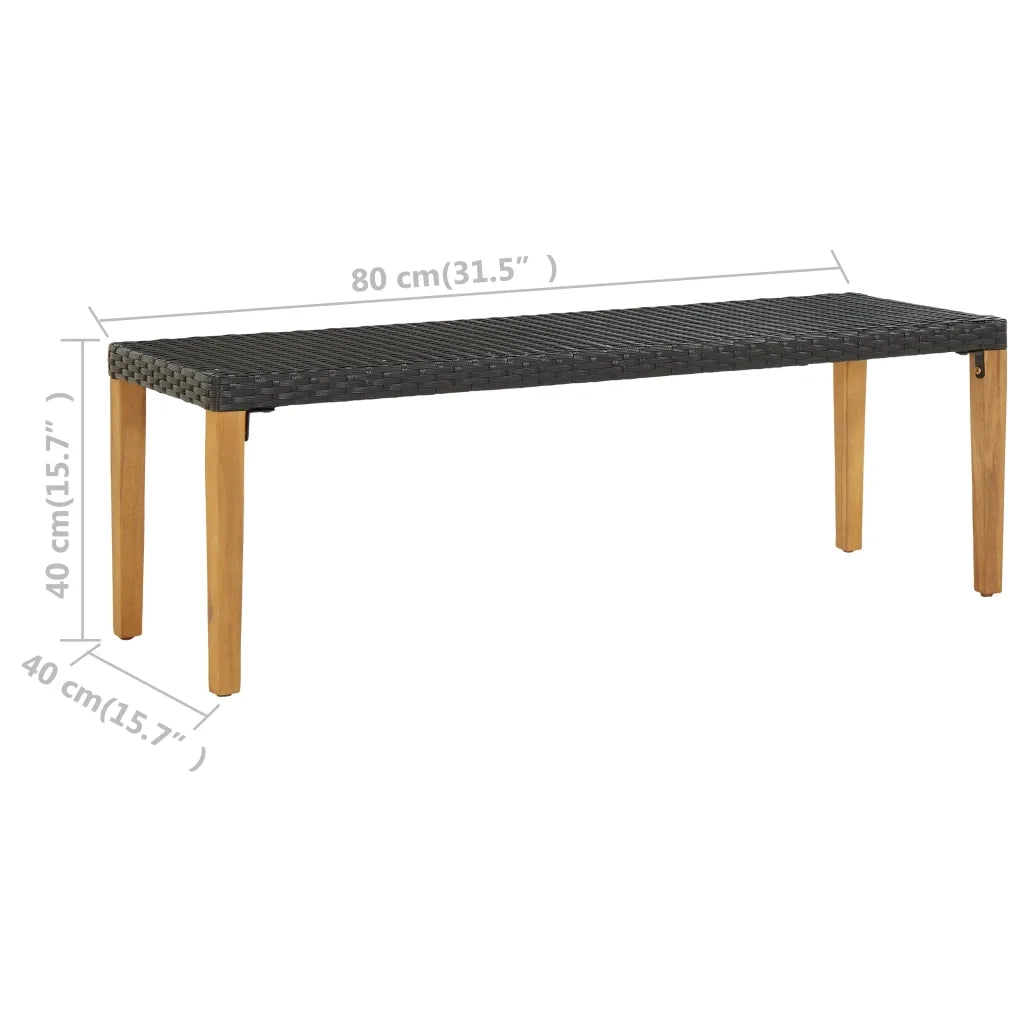 Panca da Giardino 80 cm in Polyrattan Nero 46486