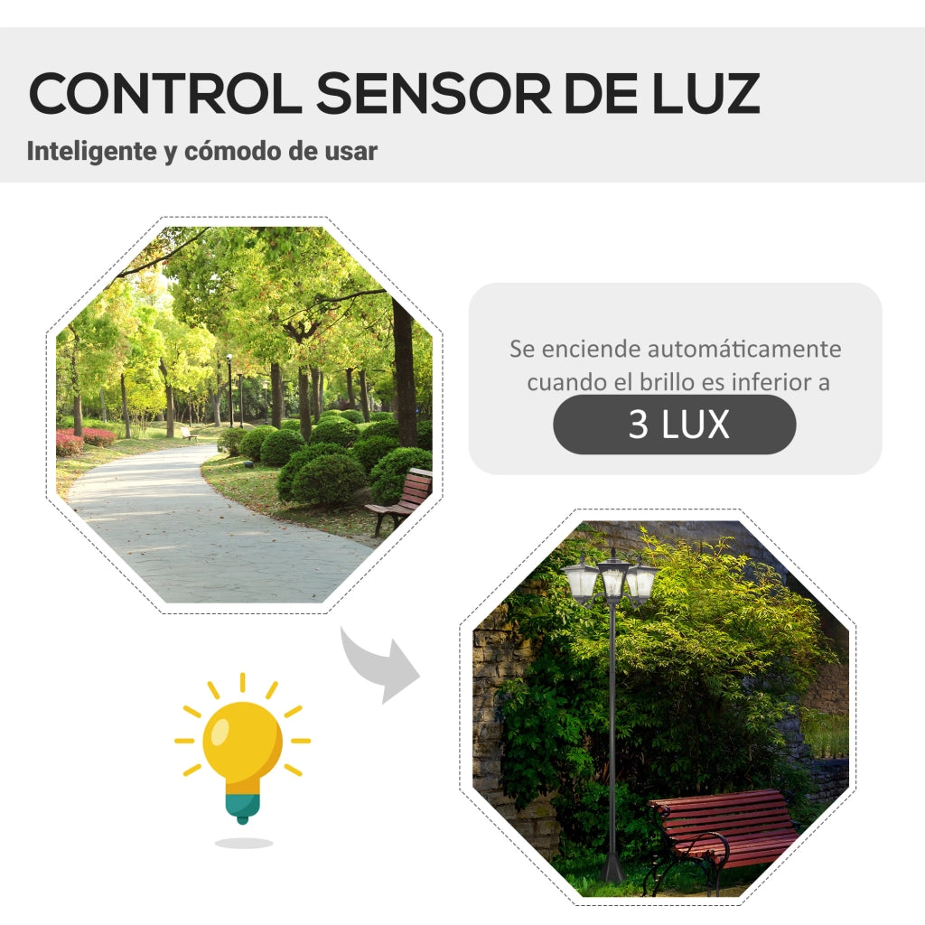 Lampada da giardino a LED solare 3 luci ¨C zephmum ¨C H182.5 cm IP44