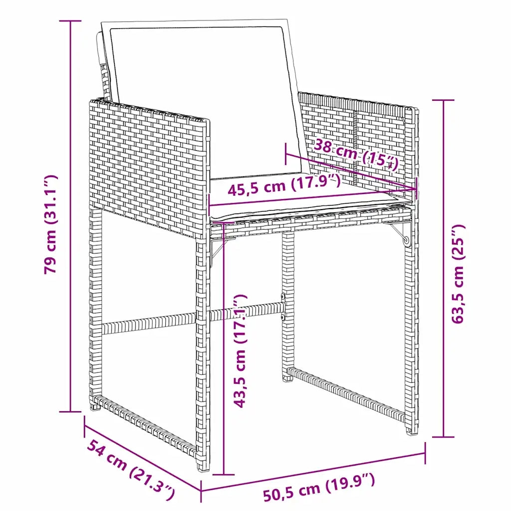 Set da Pranzo per Giardino 5 pcs Nero polyrattan
