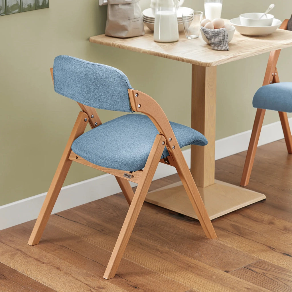 Sedia Pieghevole Sedia da cucina con sedile e schienale imbottiti Sedia da scrivania in faggio blu FST92-BL