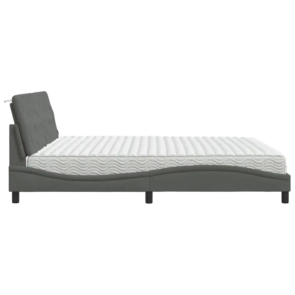 Letto con Materasso Grigio Scuro 200x200 cm in Tessuto 3310763