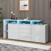 Mobile TV lussuoso con LED - Zephmum- Bianco lucido, Schrank multifunzionale