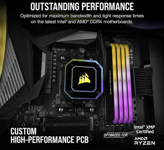 Memoria RAM desktop 8 GB DDR4 3600 MHz C18 - illuminazione RGB dinamica - compatibile con Intel e AMD serie 300-500 - nero