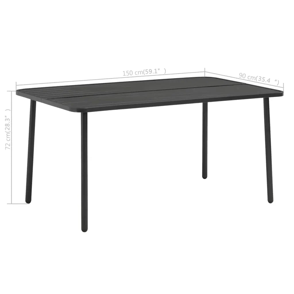 Tavolo da Giardino Grigio Scuro 150x90x72 cm in Acciaio cod mxl 54641