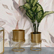 Set di 2 portavasi Sauri, Complemento d'arredo, Articolo decorativo, Accessorio d'arredo, 23x23 h36 cm, Oro