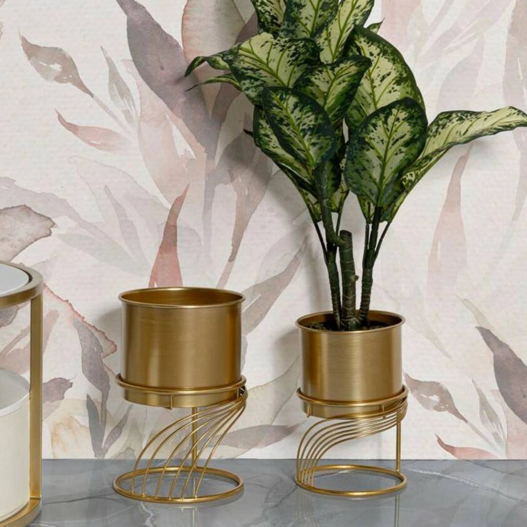 Set di 2 portavasi Sauri, Complemento d'arredo, Articolo decorativo, Accessorio d'arredo, 23x23 h36 cm, Oro