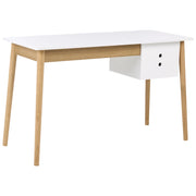 Scrivania da ufficio per casa con cassetti in truciolato 120 x 50 cm bianco e marrone chiaro design minimalista