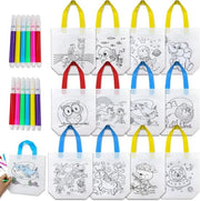 Set di sacchetti per bambini per disegnare - 12 pezzi - graffiti DIY - non tessuti - pennarelli colorati - attività creativa con bambini - attività di festa - idea regalo