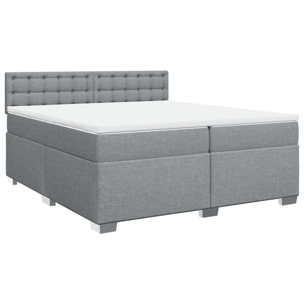 Giroletto a Molle con Materasso Grigio Chiaro 200x200cm Tessuto