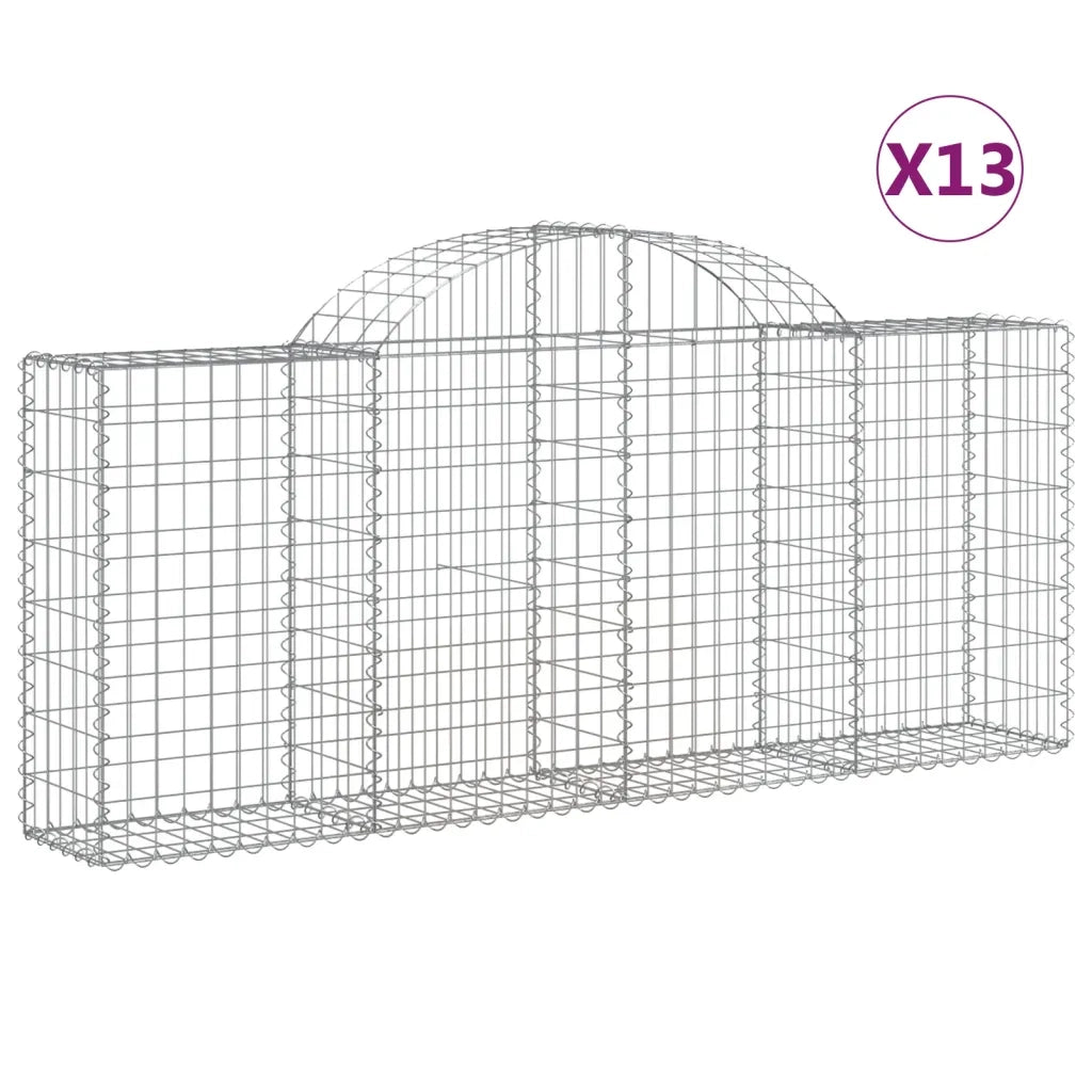 Cesti Gabbioni ad Arco 13 pz 200x30x80/100 cm Ferro Zincato 3146100