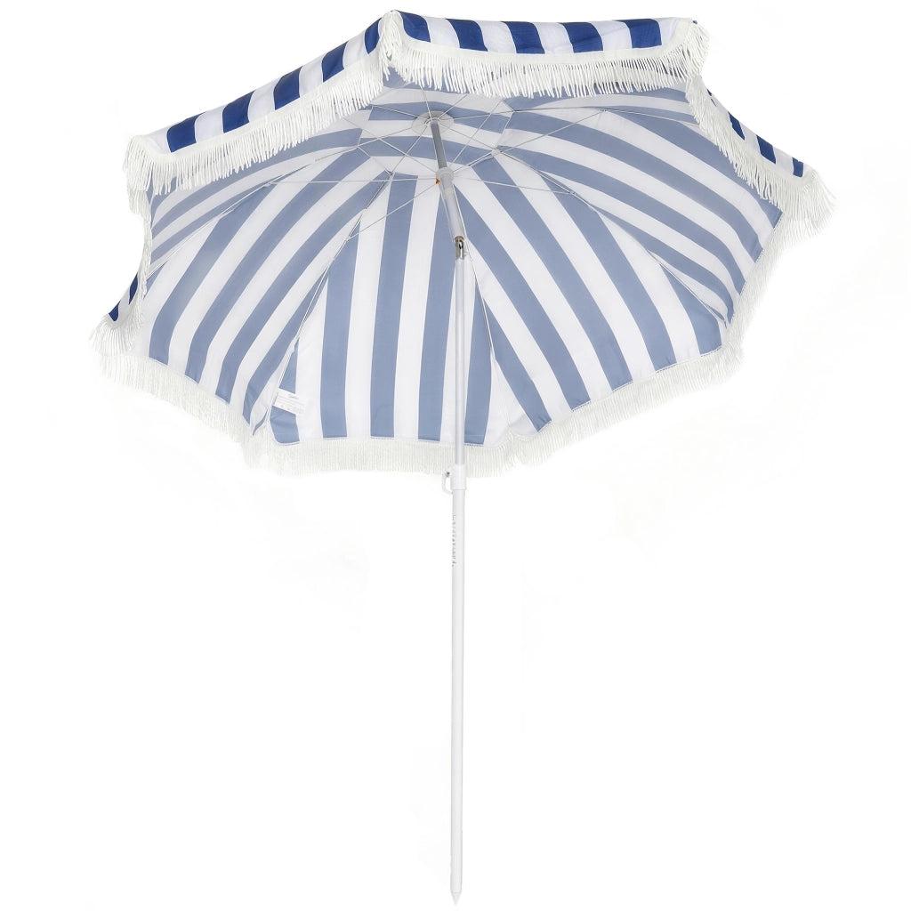 Ombrellone da Giardino con Frangia ¨C Zephmum ¨C Blu e Bianco ?180 cm