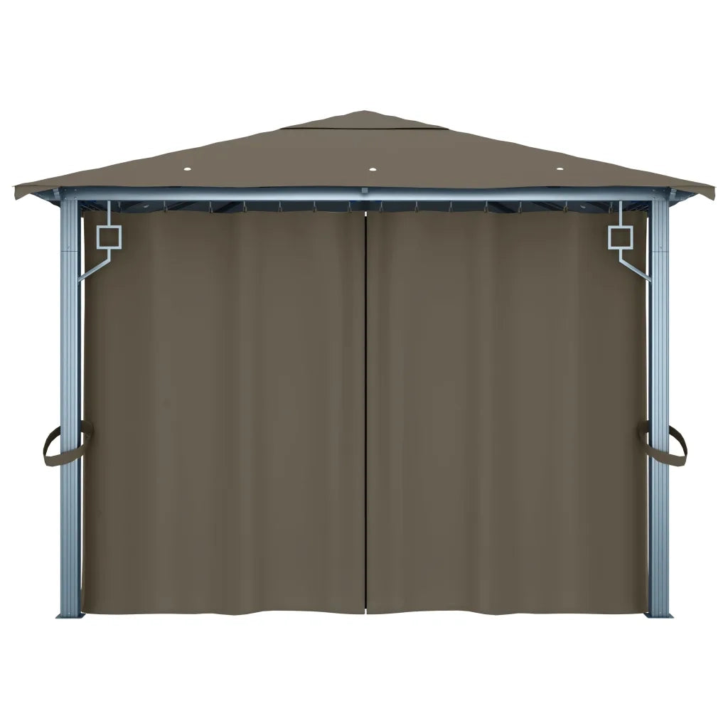Gazebo con Tende e Luci LED 400x300 cm Grigio Talpa Alluminio 3070337
