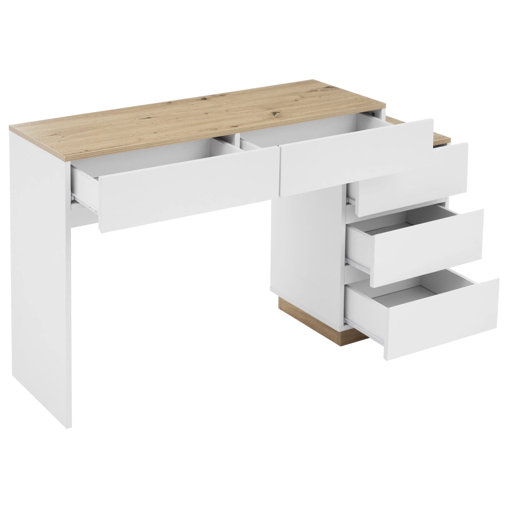 Scrivania con 5 Cassetti per Camera ¨C Xylo ¨C Bianco e Rovere