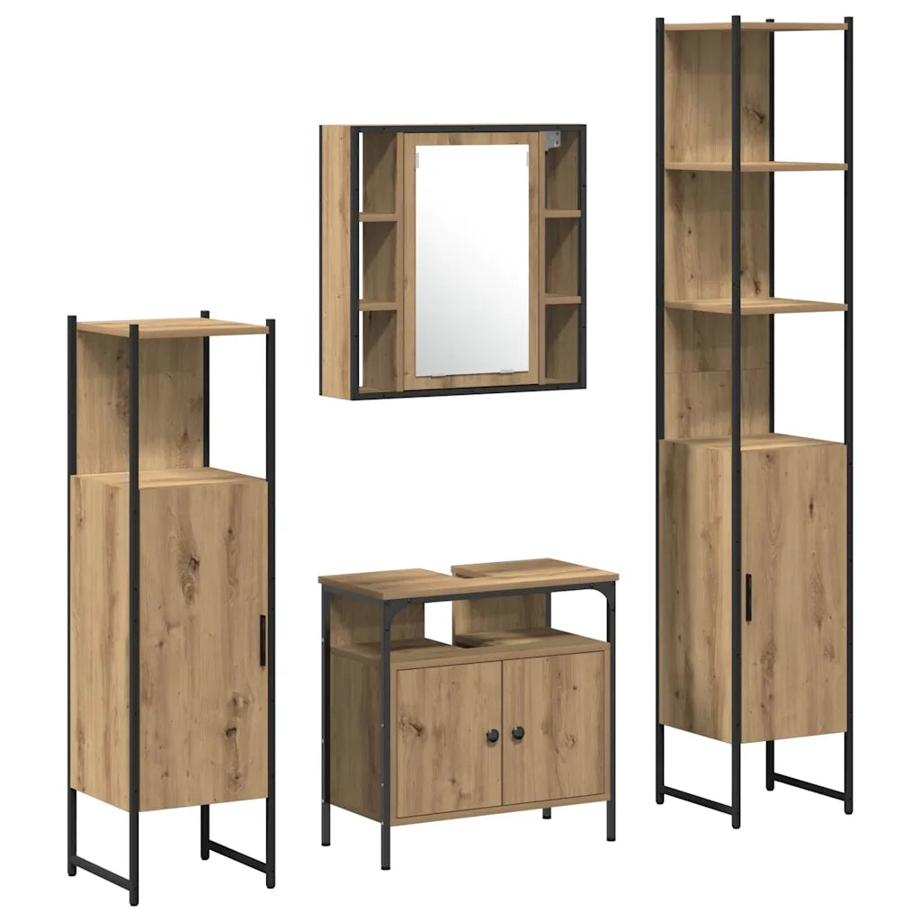 Set di mobili per il bagno con porta 4 pcs Rovere artigianale 3334430