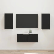 Set mobile TV Montaggio a parete 2 pcs Nero Legno multistrato 3408962