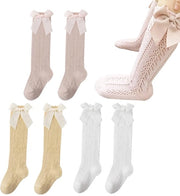 Calze Antiscivolo per Bambine - 3 Paia - Knielousen - Materiale Soffice e Respirante - Idoneo per la Pelle - Superficie Superiore Elastica - Cinturino Hiel Rafforzato - Calze per Gamba