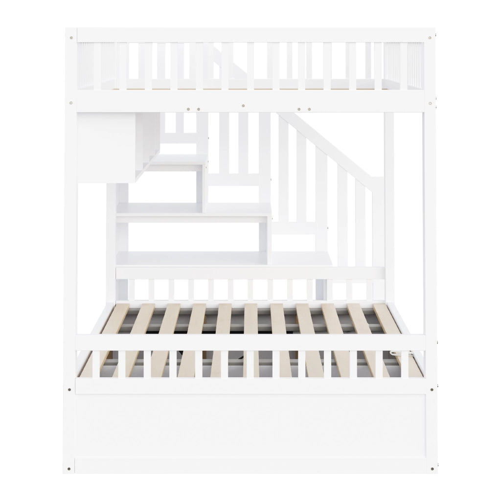 LETTO A CASTELLO 140x200 cm con contenitore idraulico, bianco, legno massello