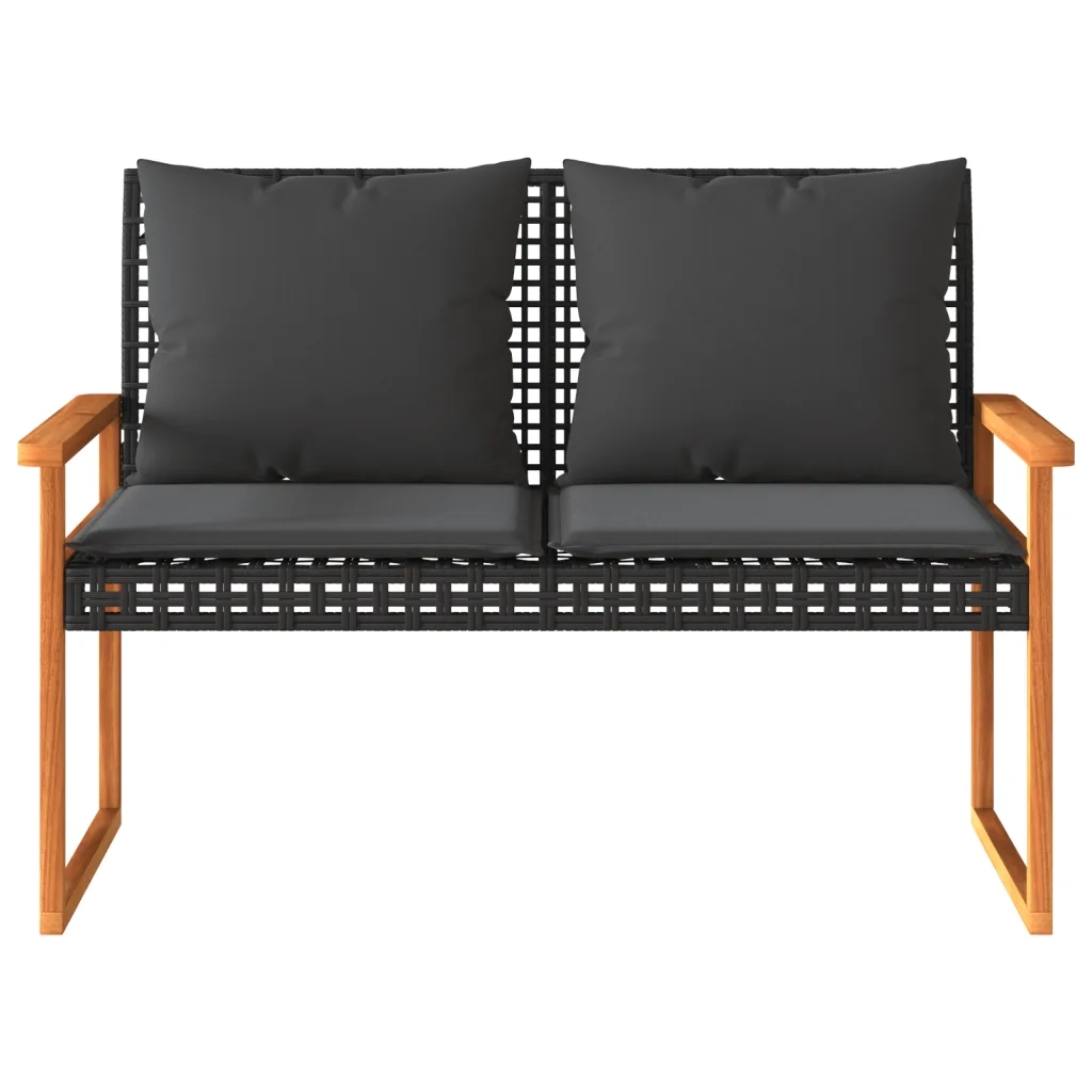 Set Divani da Giardino 4 pz | Set Salotto da Giardino con Cuscini Nero in Polyrattan