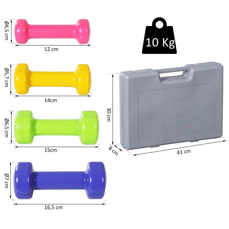 MANUBRI PESI SET MANUBRI PALESTRA DA 10 KG CON VALIGETTA 0.5/1/1.5/2 KG