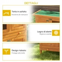 Gabbia a Due Piani per Conigli, Conigliera da Esterno in Legno di Abete, 90x45x90 cm, Legno e Verde