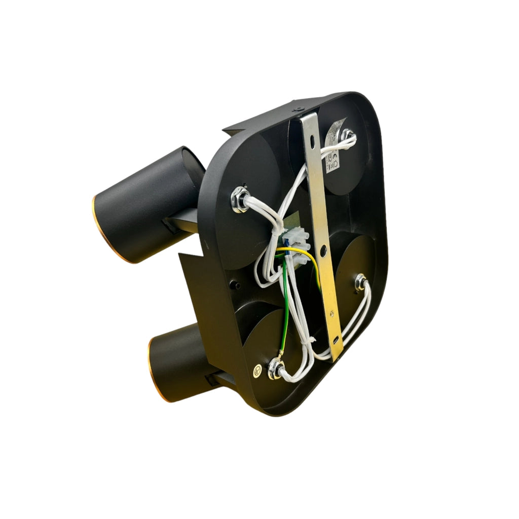 Plafoniera lampada da soffitto Quadrata Nero e Oro faretto direzionabile e attacco per lampade GU10 ad 4 diffusorI